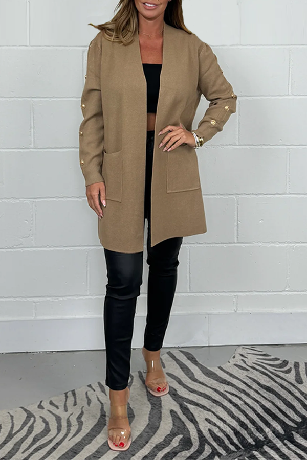 Gold Button Longline Cardigan