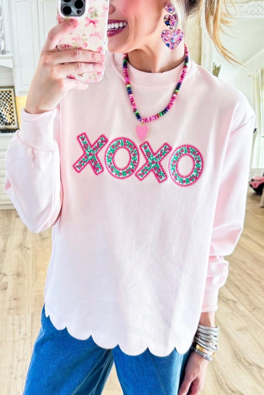 Pink XOXO Floral Sweatshirt