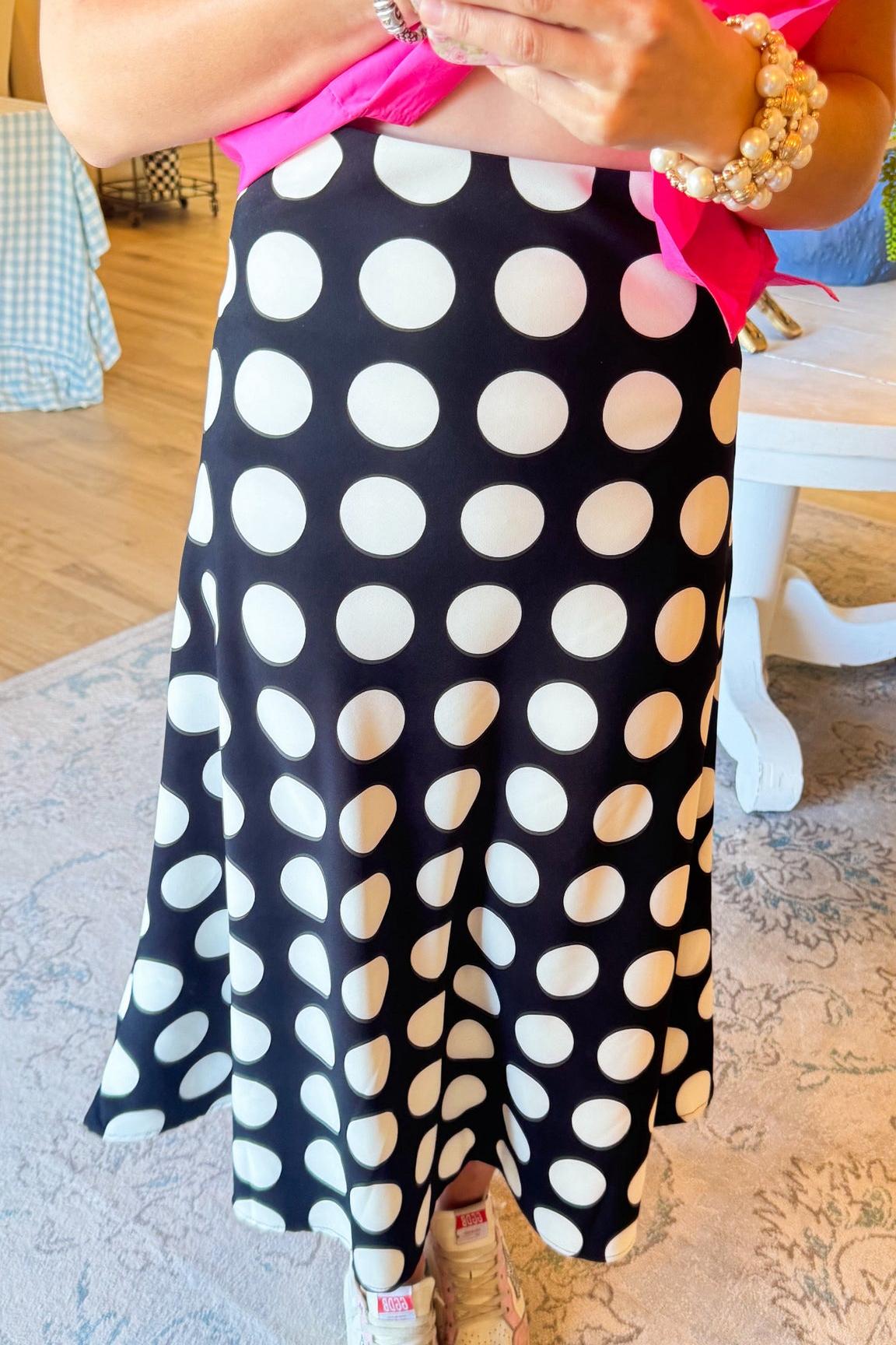 Black and White Polka Dot Midi Skirt