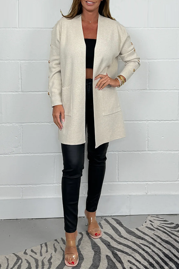 Gold Button Longline Cardigan