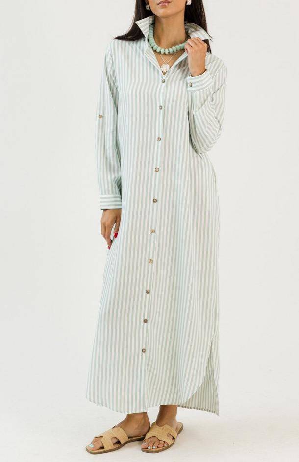 Long Striped Shirt Dress
