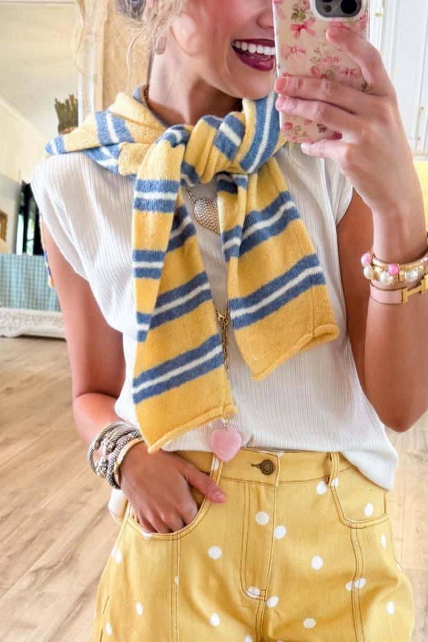 Yellow and Blue Striped Cardigan