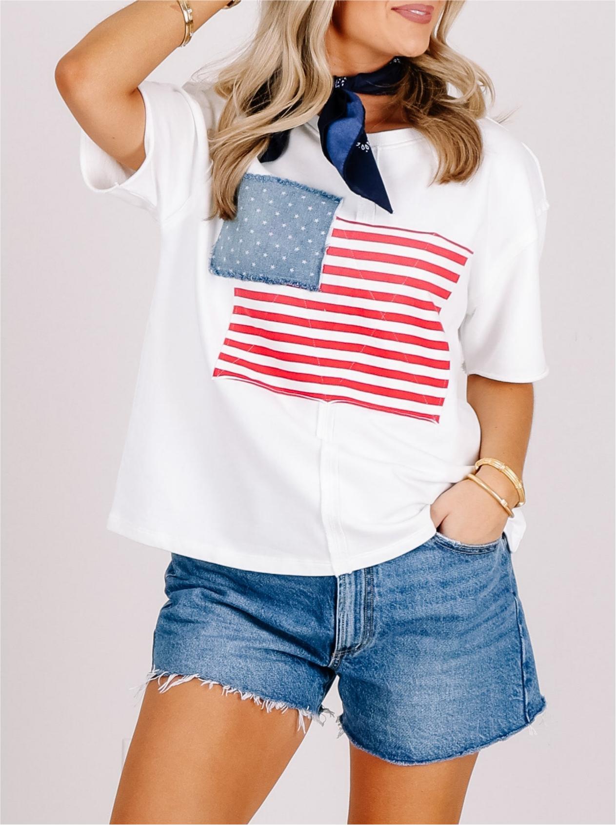 Patriotic American Flag Short Sleeve Top