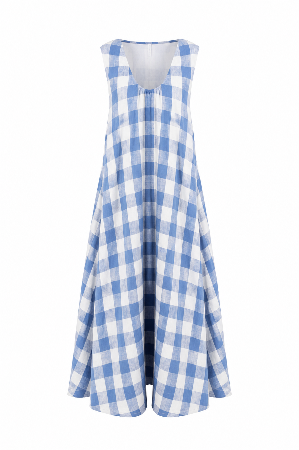 Buffalo Check Scoop Neck Maxi Dress