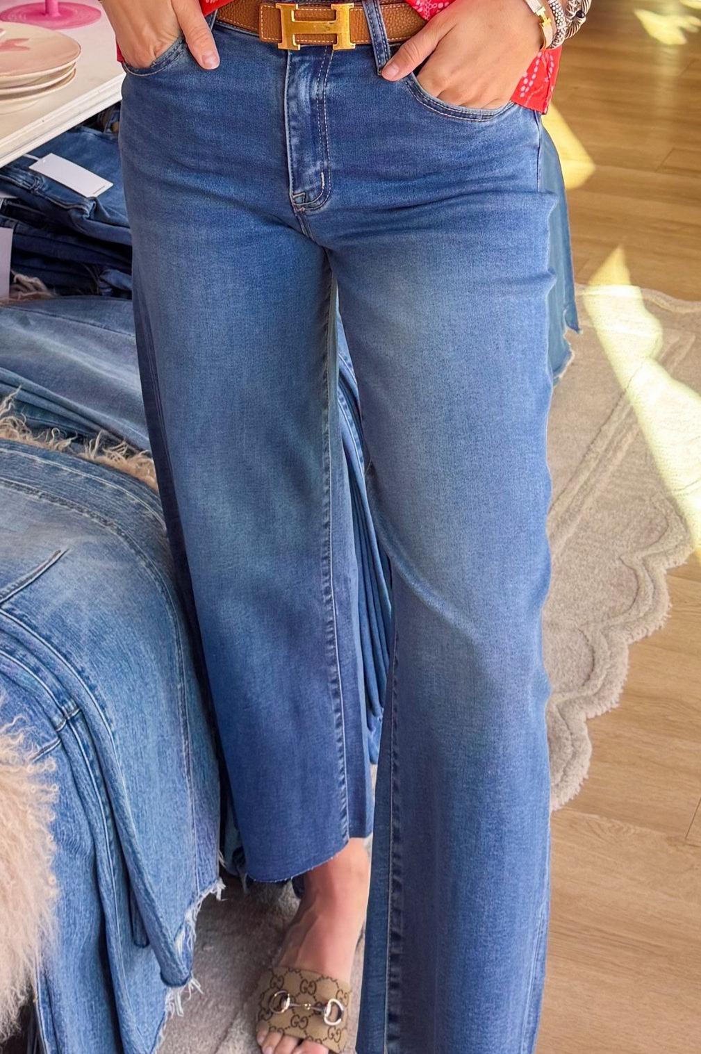  High Rise Cropped Wide Leg Jeans