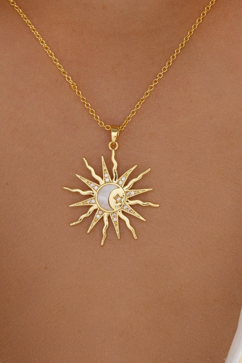 Sun Moon Pendant Necklace