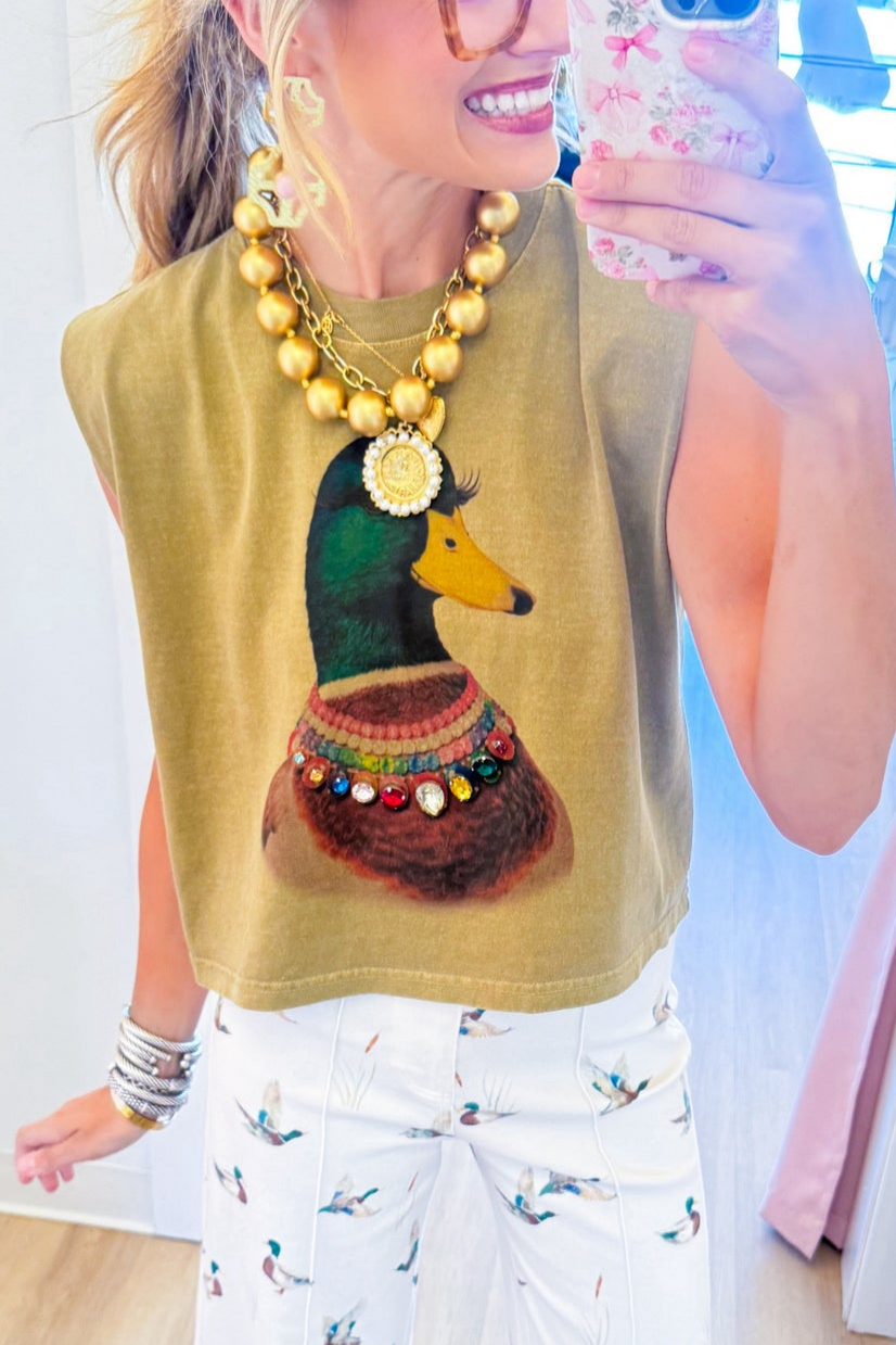 Mallard Rhinestone Collar Muscle Tee