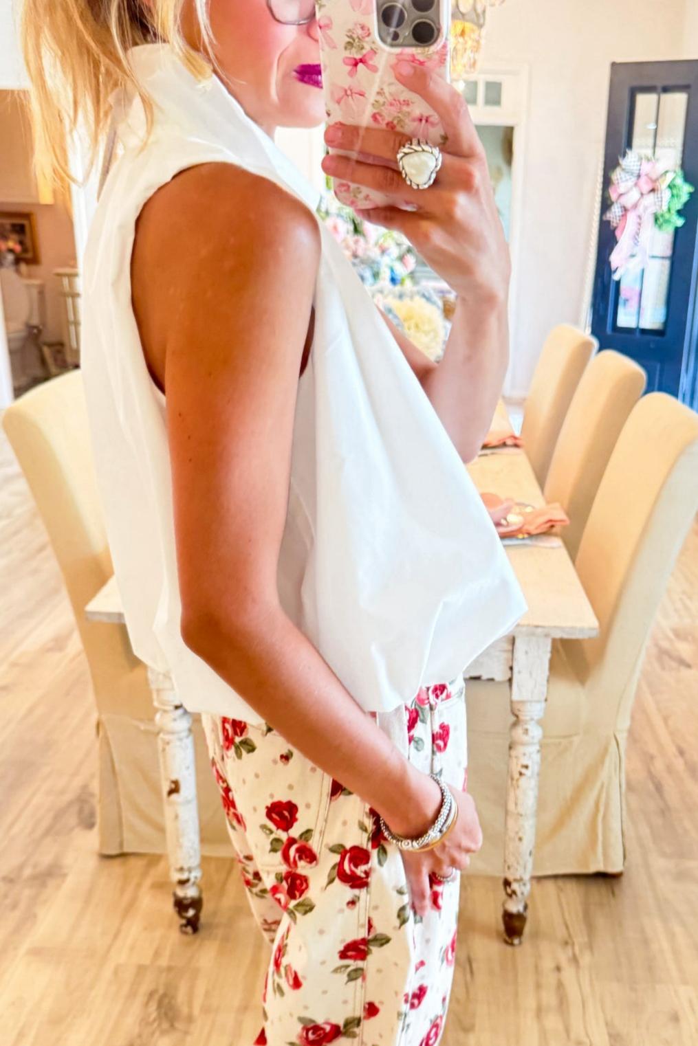 Ivory Collared Bubble Hem Top