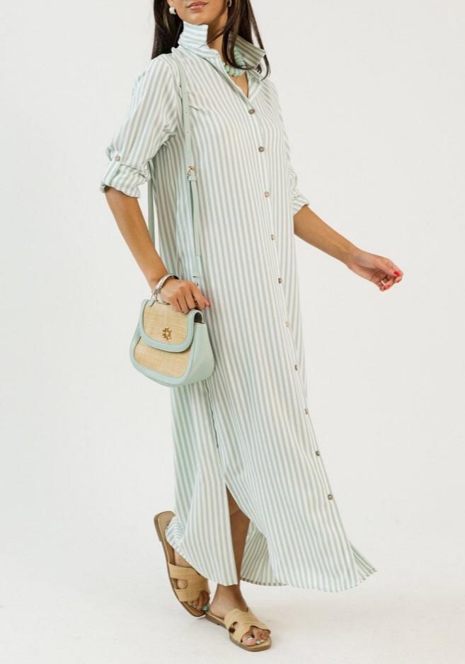 Long Striped Shirt Dress