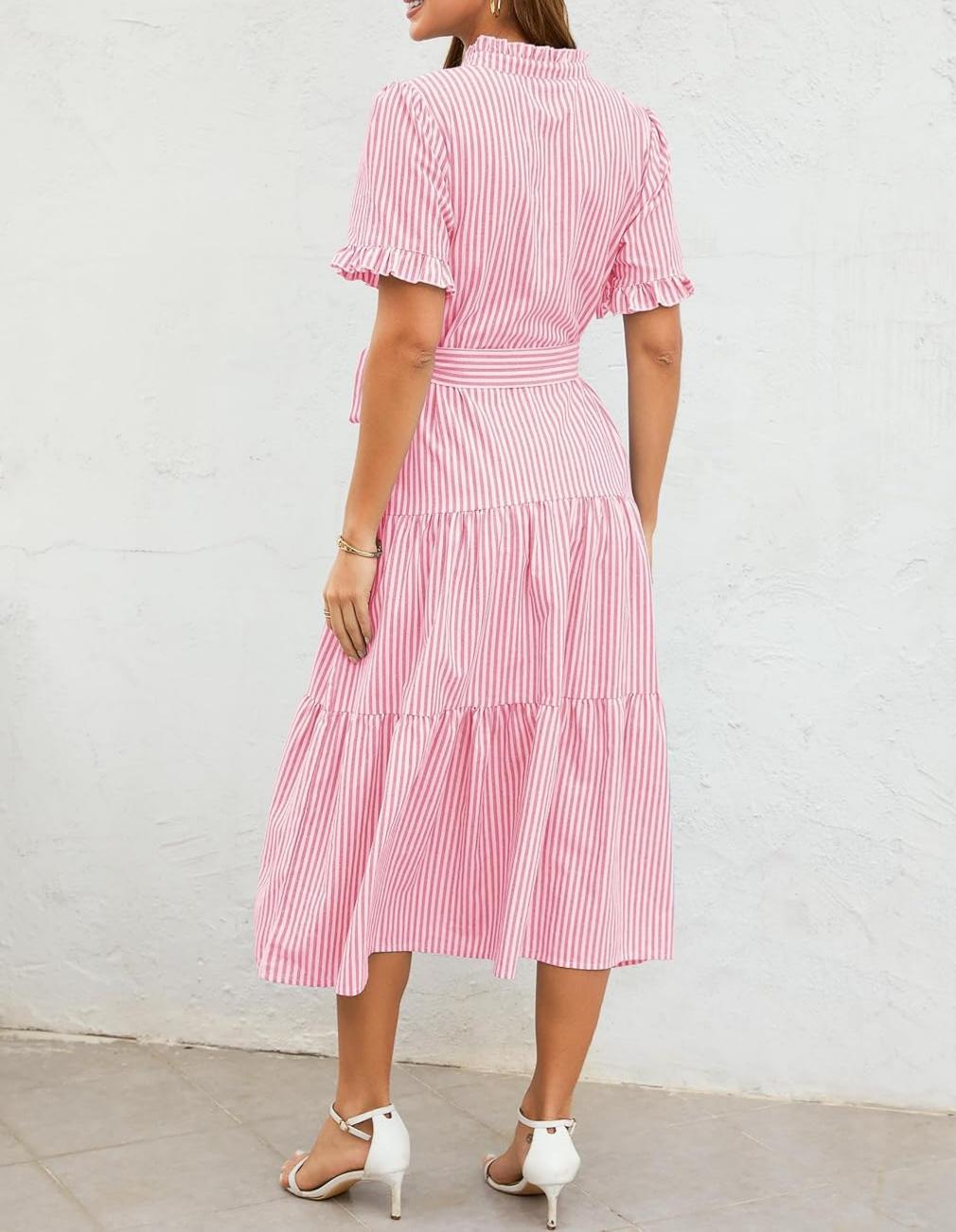 Striped Summer Long Shirt Dress