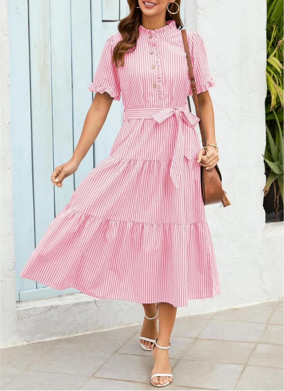 Striped Summer Long Shirt Dress