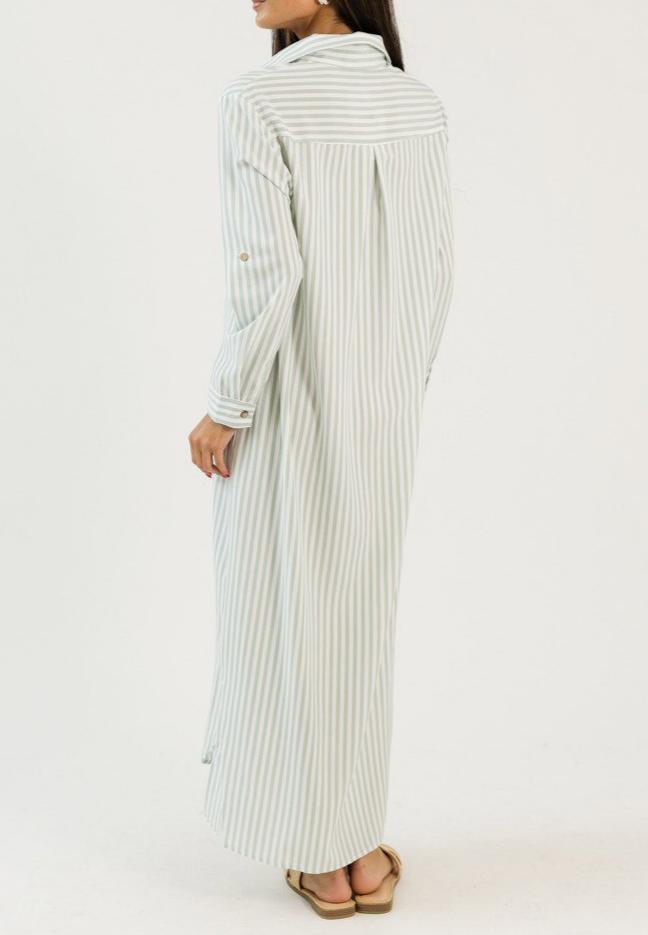 Long Striped Shirt Dress