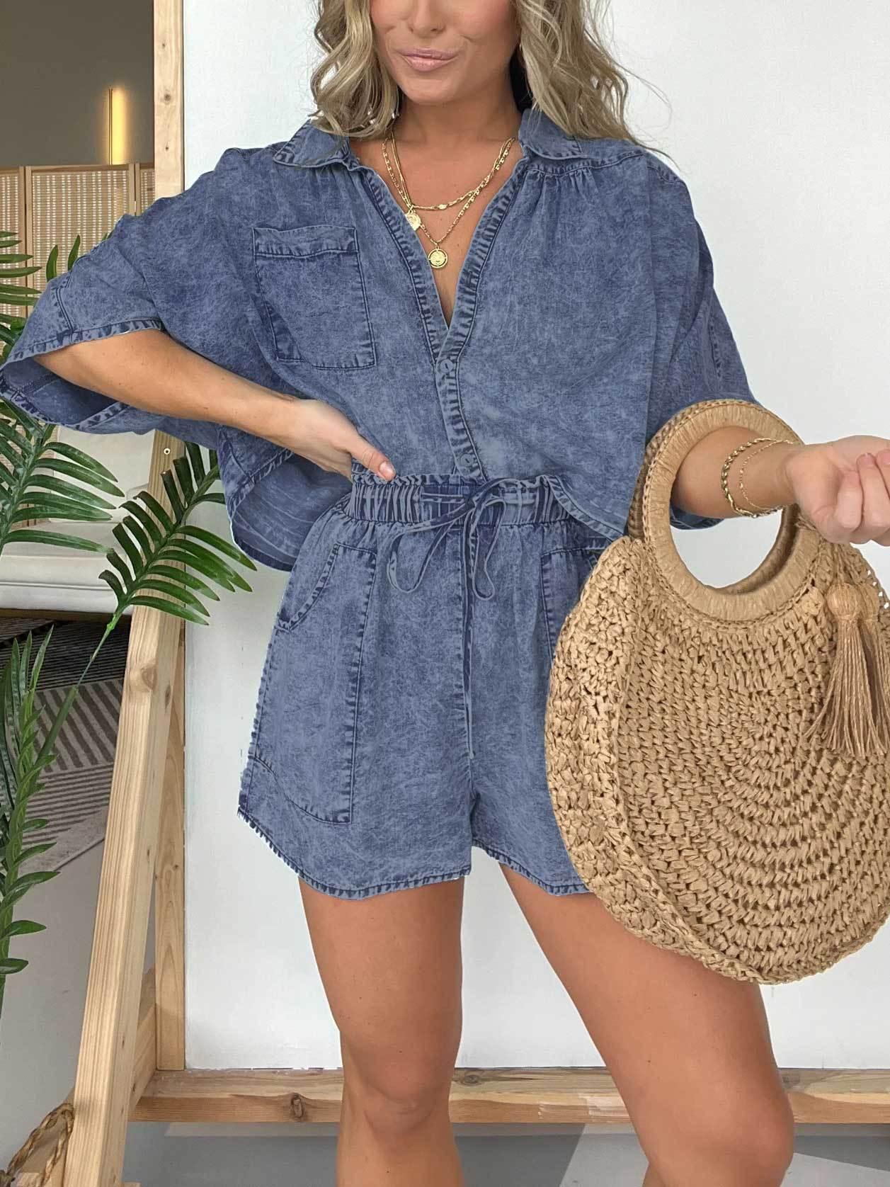 Washed Denim Tencel Set