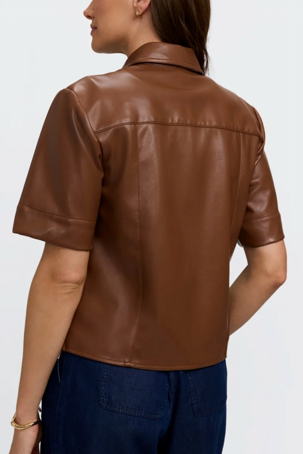 Vegan Leather Elbow Sleeve Shirt Jacket