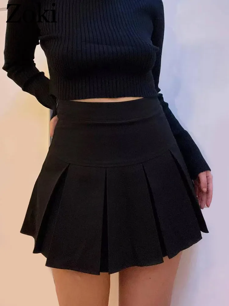 Women Lady Basic Mid Waist Mini Flared Pleated Skater Short Skirt Dress  Clubwear