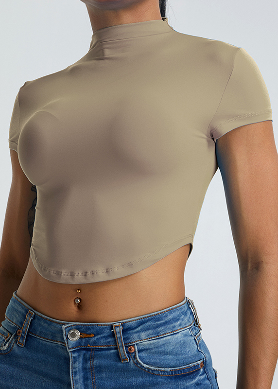 Customized Slim Fit High Neck Workout Top