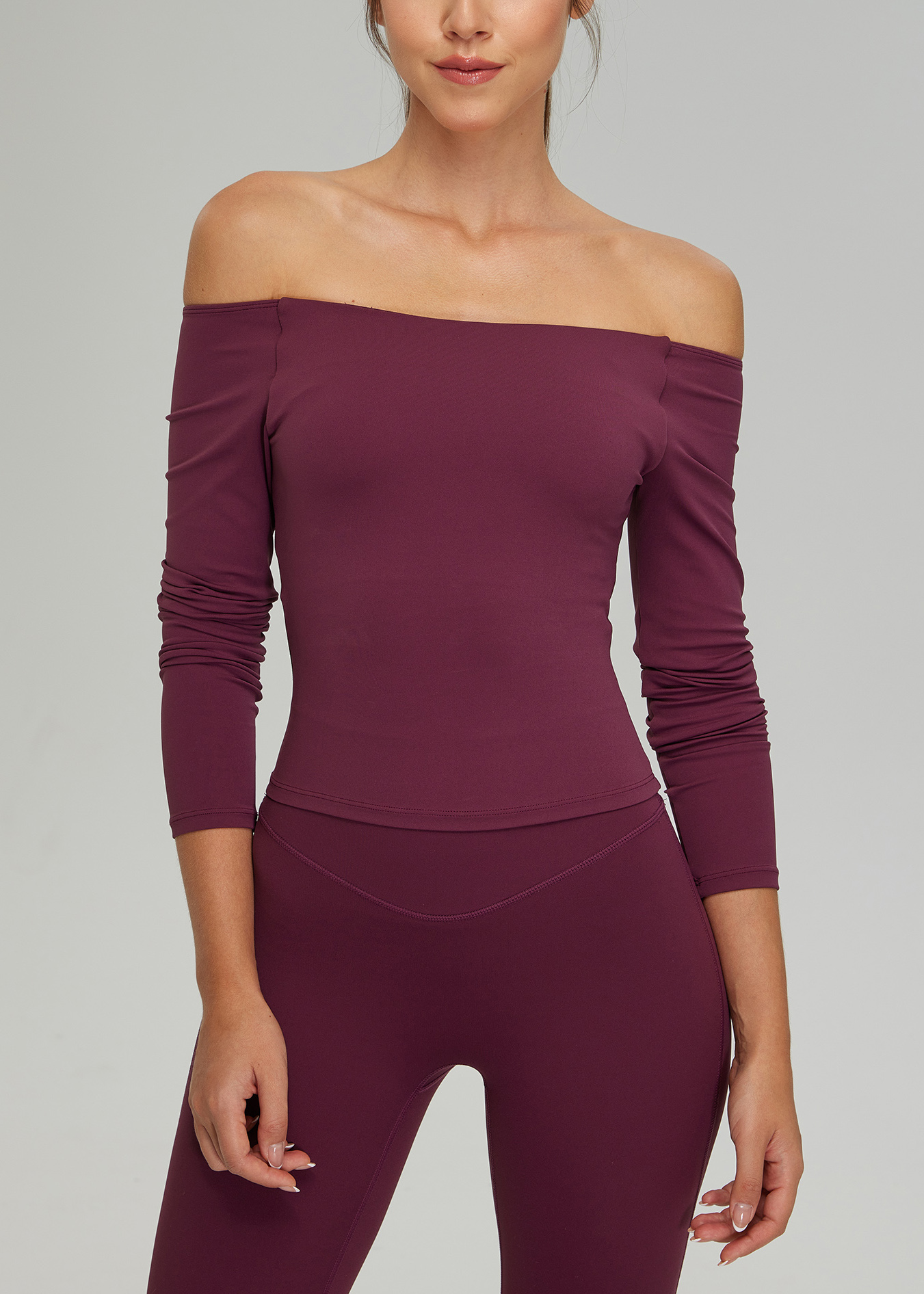 Customized Off-shoulder long-sleeved yoga suit