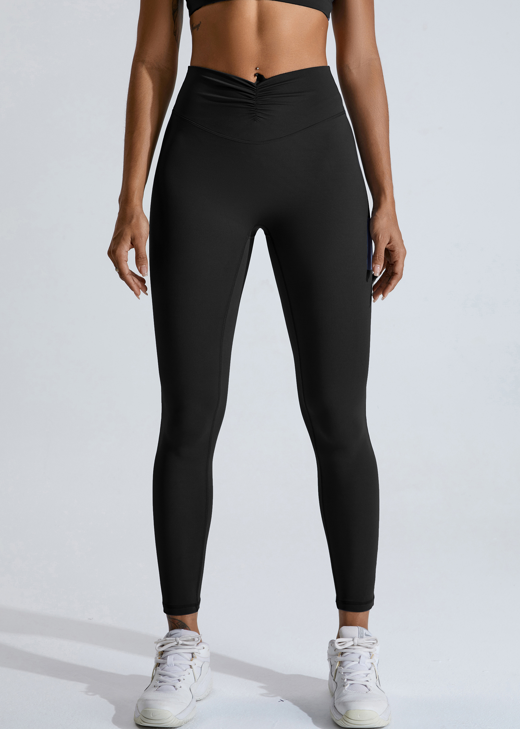  Customized 2024 New V-Waist Pleated Yoga Pants