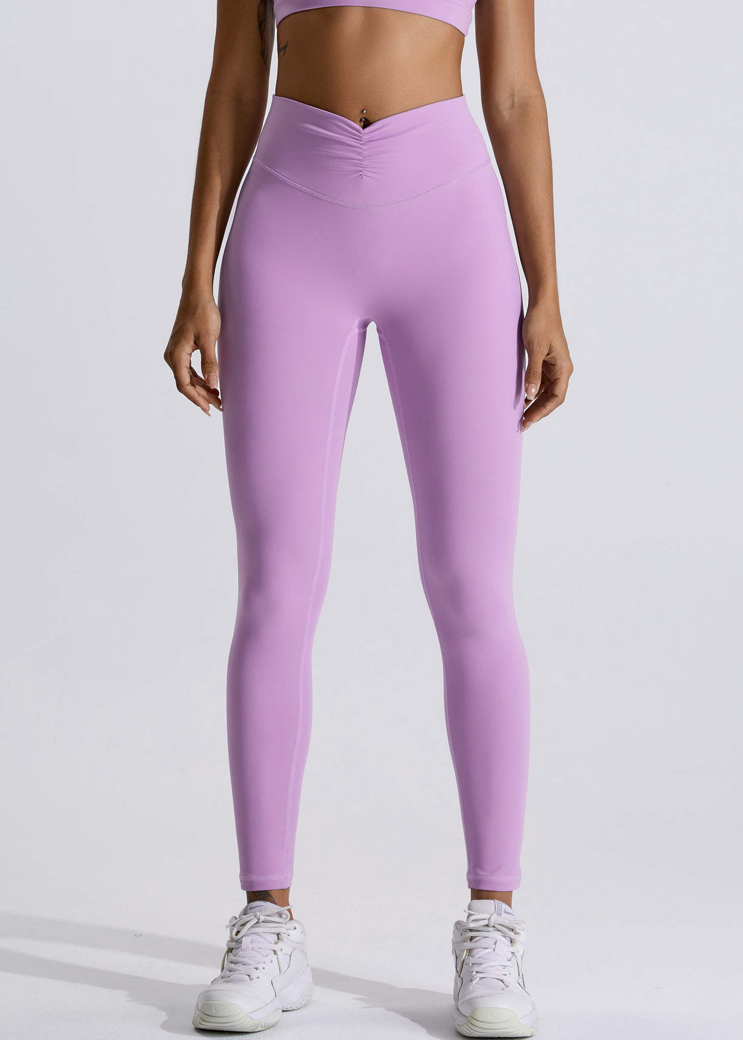  Customized 2024 New V-Waist Pleated Yoga Pants