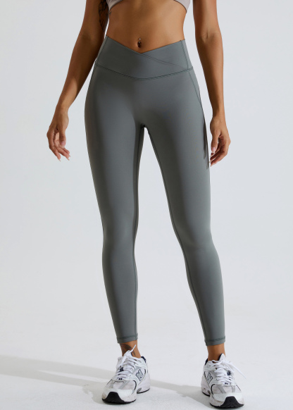 Custom crossover design high waisted tummy tuck yoga pants