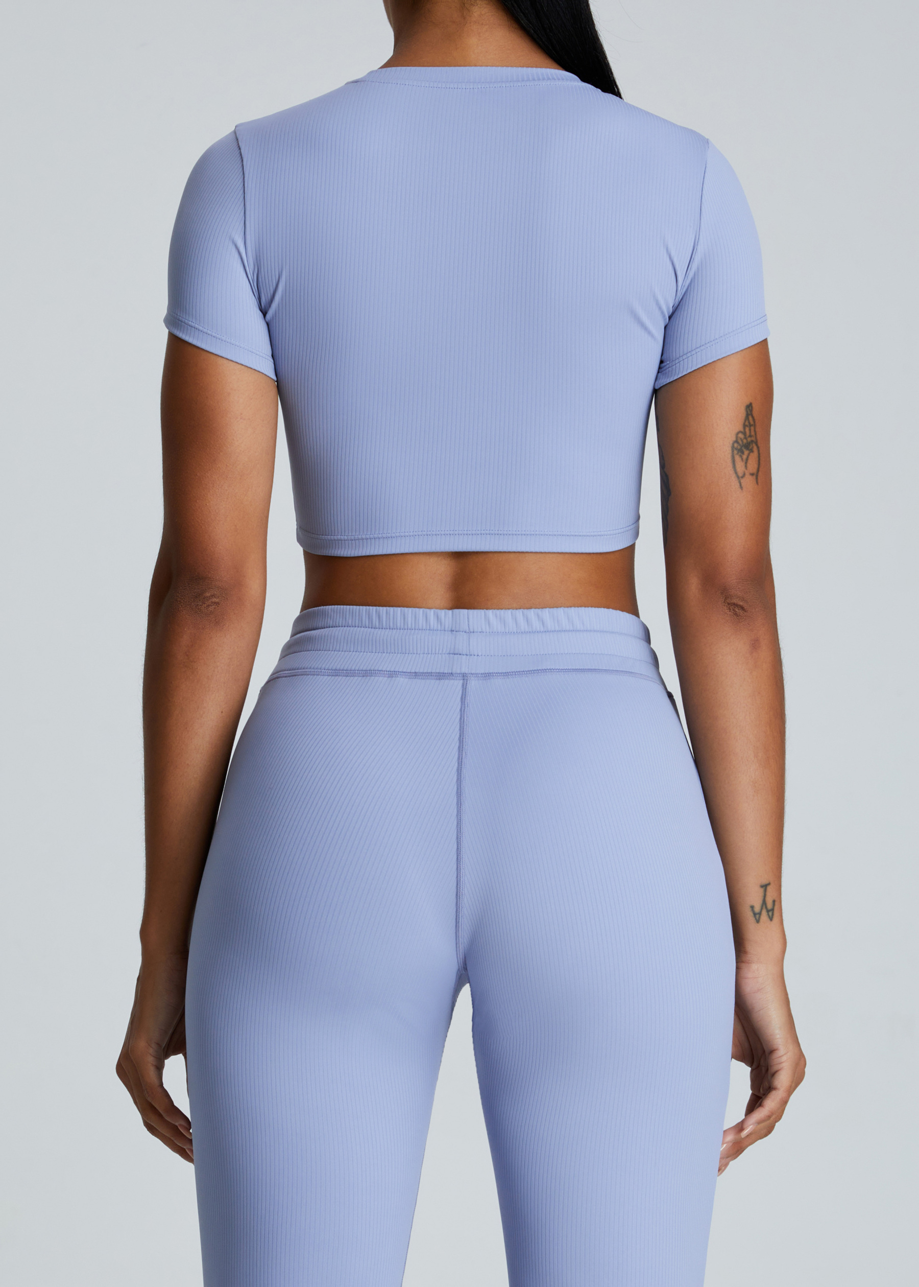 Customized Slim Short Yoga Wear Threaded Short Sleeve Top