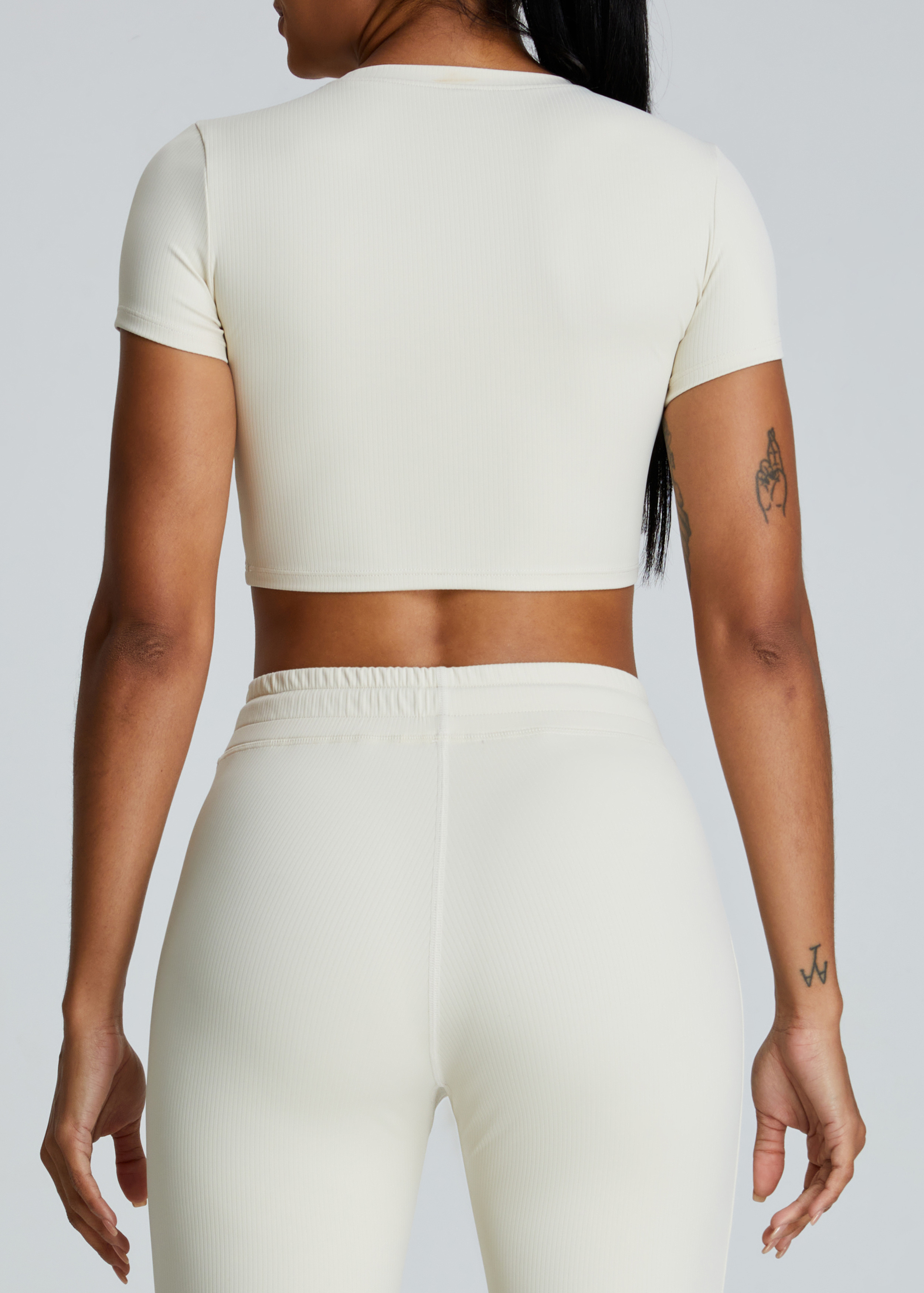 Customized Slim Short Yoga Wear Threaded Short Sleeve Top