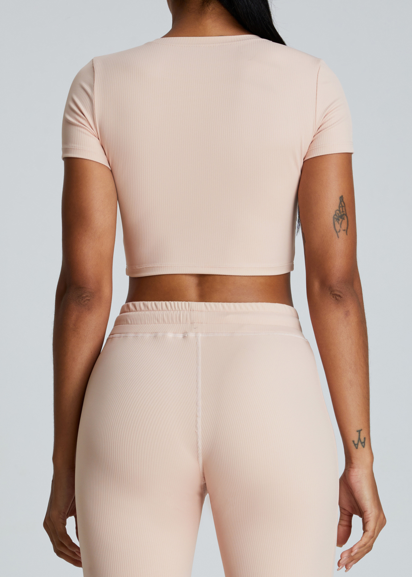 Customized Slim Short Yoga Wear Threaded Short Sleeve Top