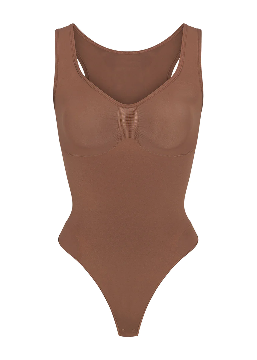 customizable scoop neck thong bodysuit 