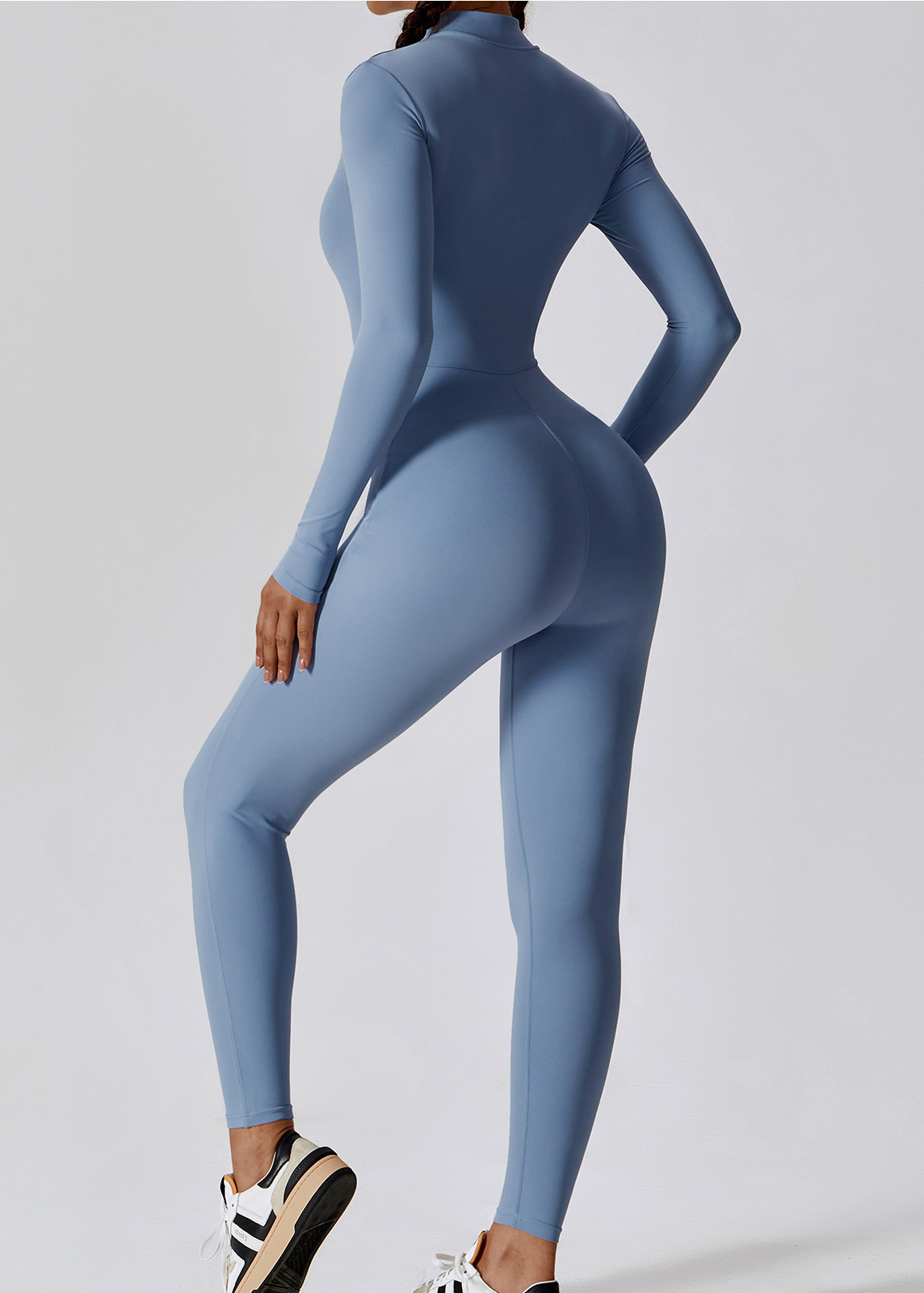 Customized Zipper Skinny Long Sleeve Yoga Bodysuit