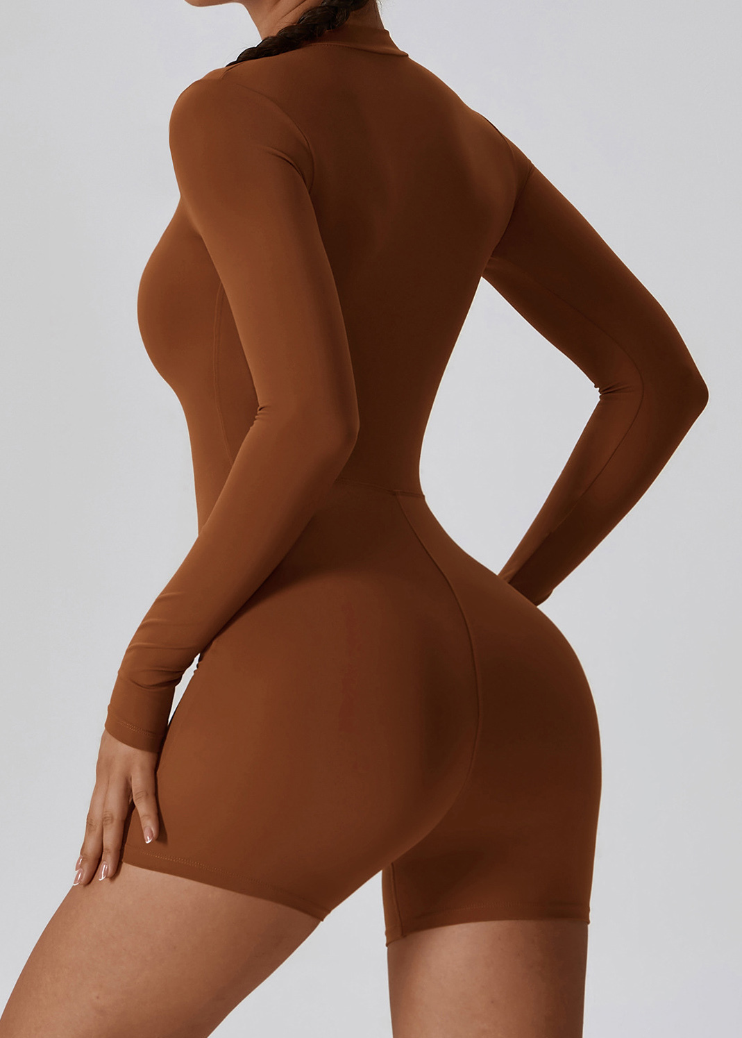 Customized Open Neck Zipper Long Sleeve Dance Jumpsuit