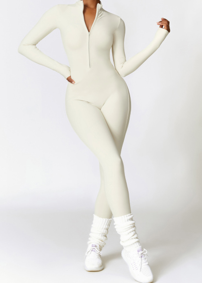 Customized Zippered Nude Yoga Bodysuit