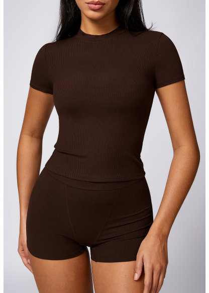 Customized Threaded Yoga Short Sleeve Fitness Top