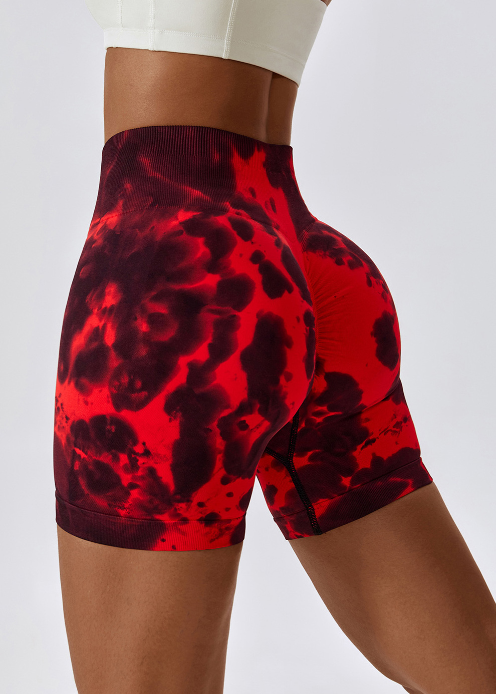 Customized Tie-Dye Seamless Yoga Shorts High Waisted Hip Lift