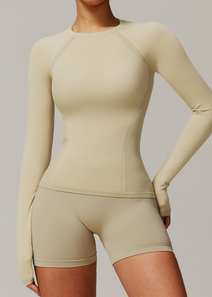 Customized Tight Fit Seamless Long Sleeve Yoga T-Shirt