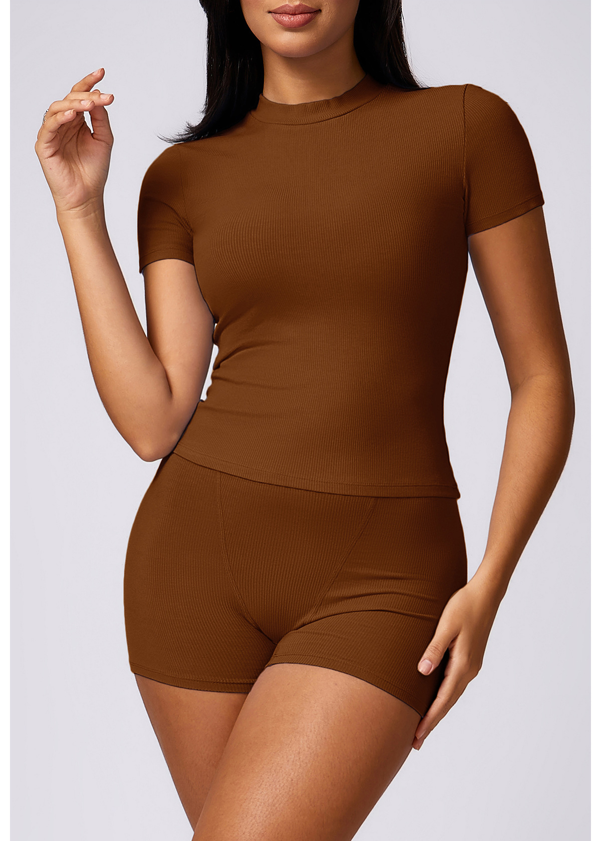 Customized Threaded Yoga Short Sleeve Fitness Top