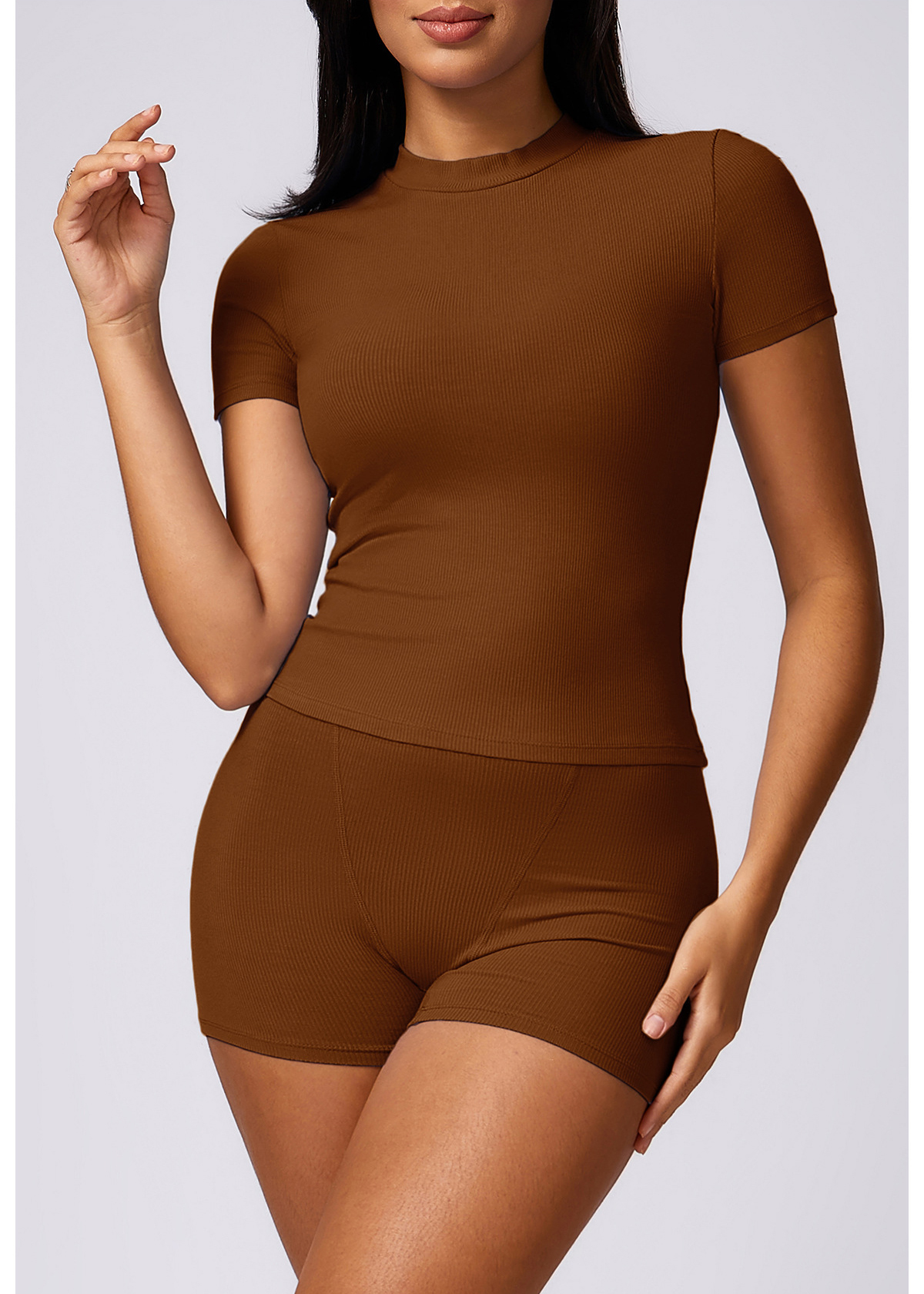 Customized Threaded Yoga Short Sleeve Fitness Top