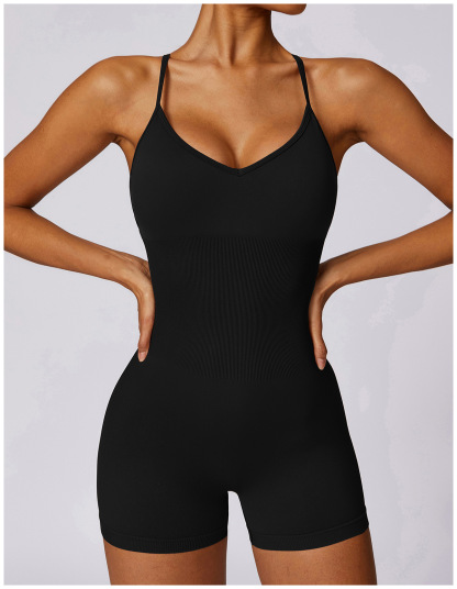 Customized Cutout Back Seamless Yoga Bodysuit