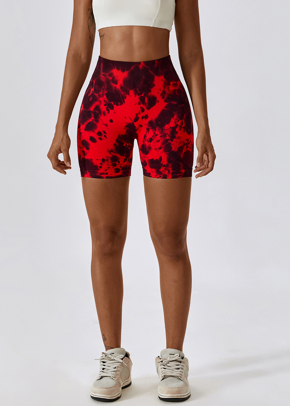 Customized Tie-Dye Seamless Yoga Shorts High Waisted Hip Lift