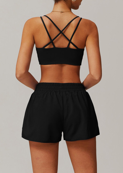 Customized Quick dry yoga shorts fake two piece