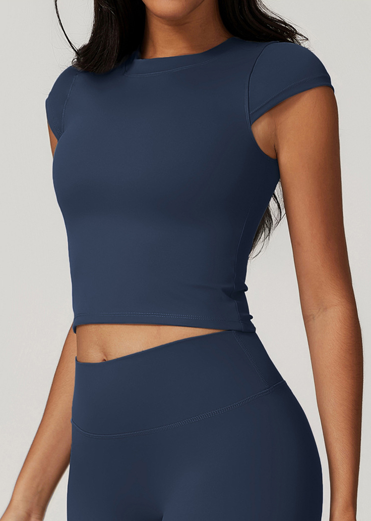 Customized Quick-drying raglan sleeve yoga short sleeve