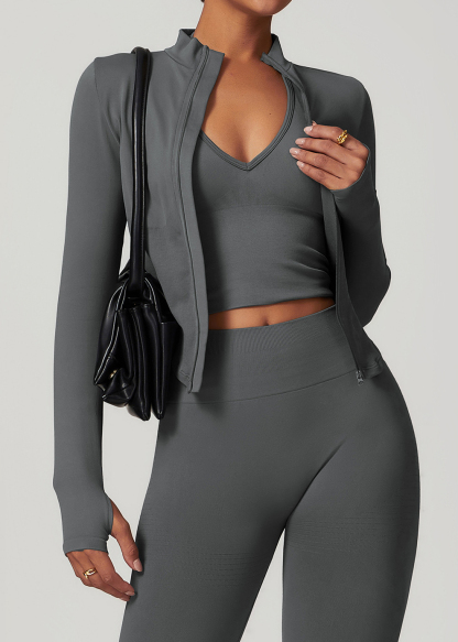 Customized Collar Zipper Long Sleeve Jacket