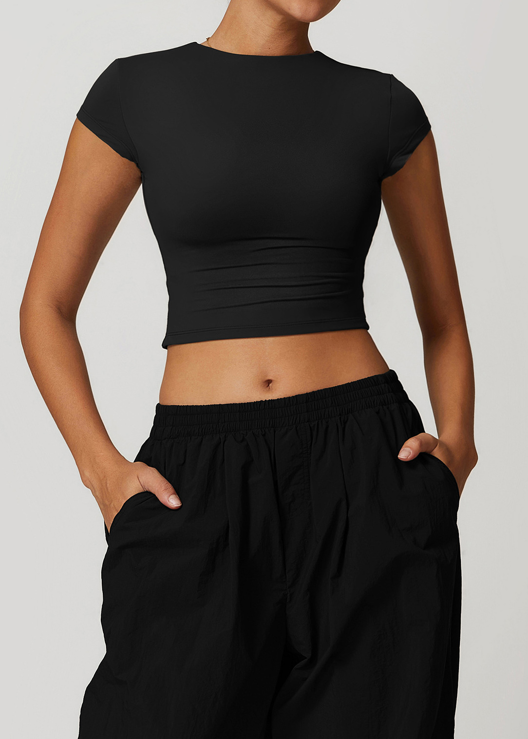 Customized Small flying sleeve tight yoga short sleeve