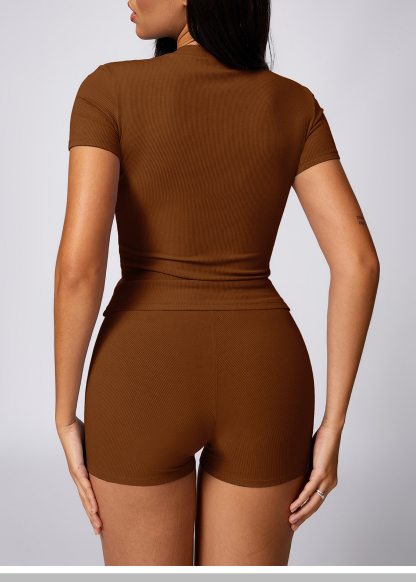 Customized Threaded Yoga Short Sleeve Fitness Top