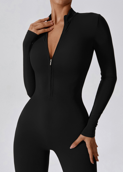 Customized Zipper Skinny Long Sleeve Yoga Bodysuit