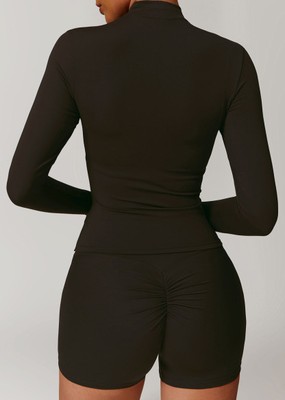 Customized Zipper long sleeve quick dry yoga suit