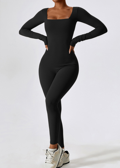 Customized Hip Lifting Long Sleeve Tight Fit One Piece Yoga Wear