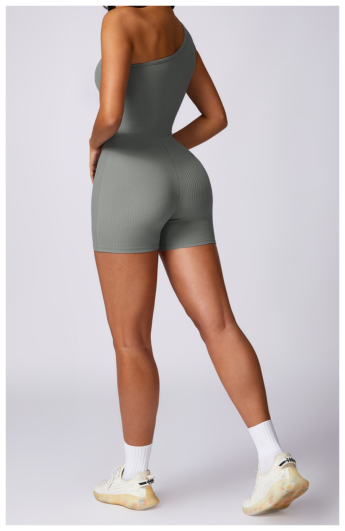 Customized Slanted One-Shoulder Athletic Tight Fitness Bodysuit