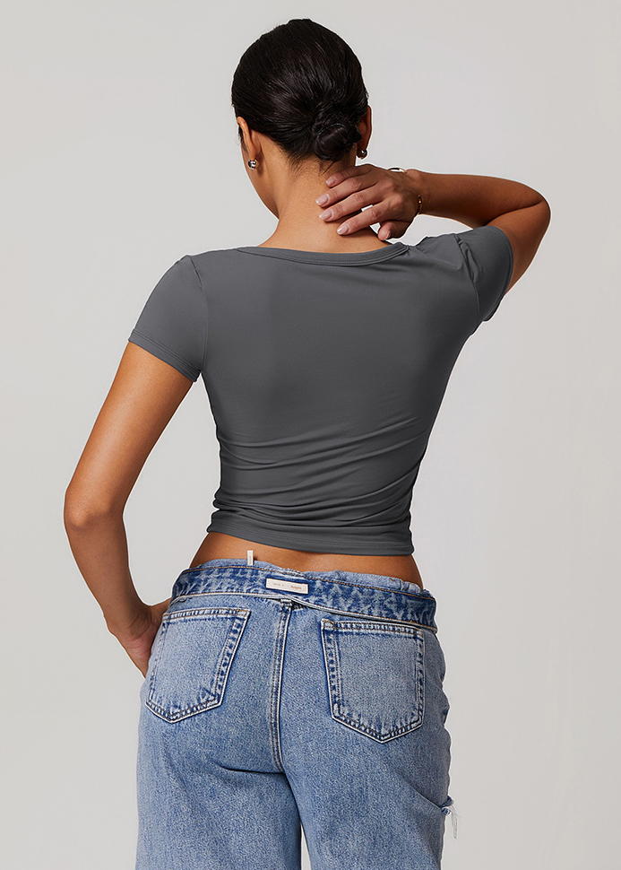 Customized Brushed Tight Breathable Yoga Short Sleeve