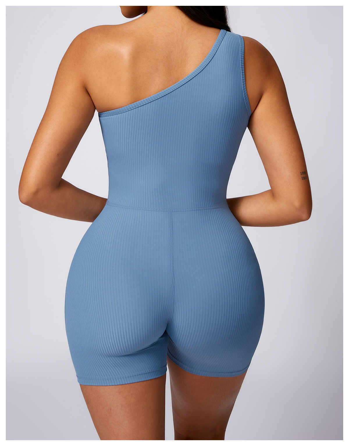 Customized Slanted One-Shoulder Athletic Tight Fitness Bodysuit