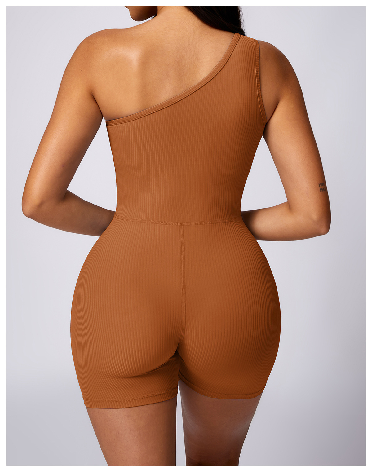 Customized Slanted One-Shoulder Athletic Tight Fitness Bodysuit